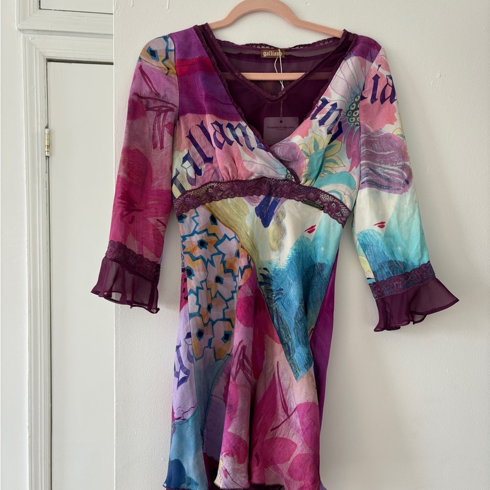 Galliano Purple Lace-Trimmed Top